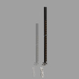 Patrik X-Tension Alu RDM Mast in Schwarz und Grau mit Aluminiumkonstruktion, Frontansicht zweier Varianten nebeneinander