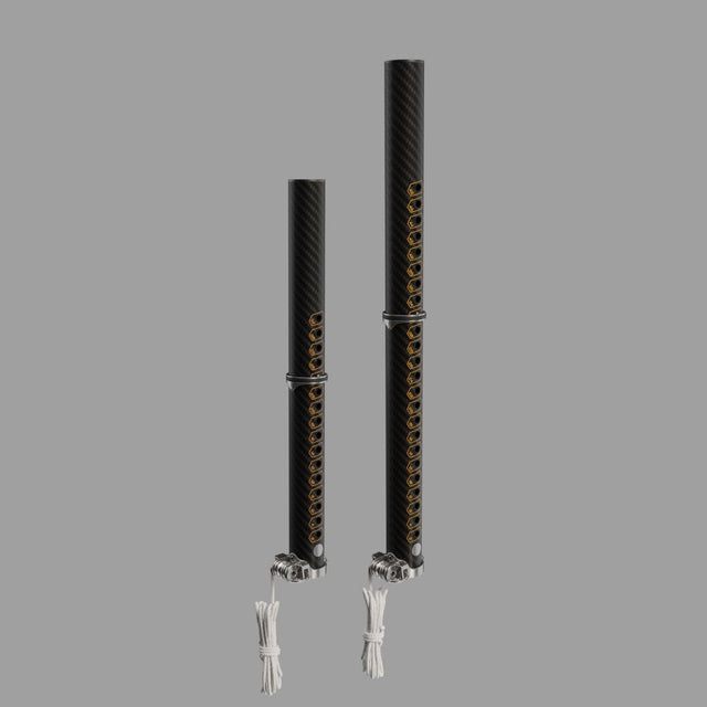 Patrik X-Tension SDM Carbon Boom zwei Größen schwarze Carbonrohre mit goldenen Details und weißem Foot