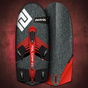 Patrik Foil Comp Gen3 Hydrofoil Board mit rotem und grauem Design, Draufsicht und Unterseite