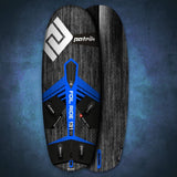 Patrik Foil Ride Hydrofoil Board, Grau-Schwarz mit Blau, Draufsicht auf Composite-Konstruktion mit Foil-Befestigungspunkten