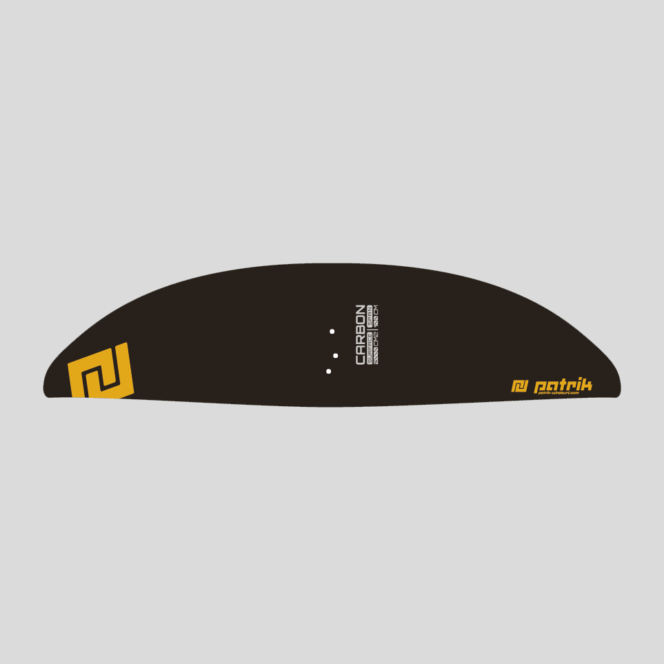 Patrik Foil Front Wing schwarze Tragfläche mit goldenen Logos, Draufsicht