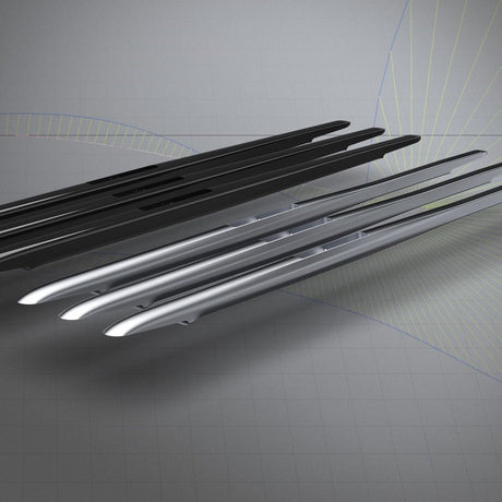 Patrik AEON Fuselages in Schwarz und Silber, schlanke Kunststoffkomponenten mit aerodynamischem Design, Frontalansicht