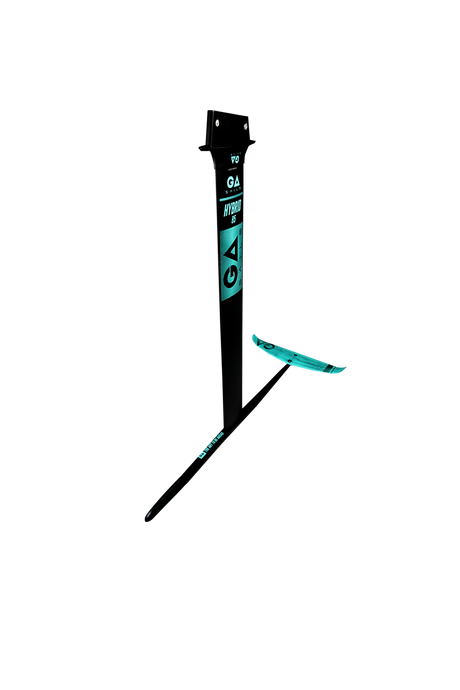 GA Foil ALU Windsurf Set Hybrid 90 2026 mit schwarzem Mast, Boom und türkisem Foil, Frontansicht