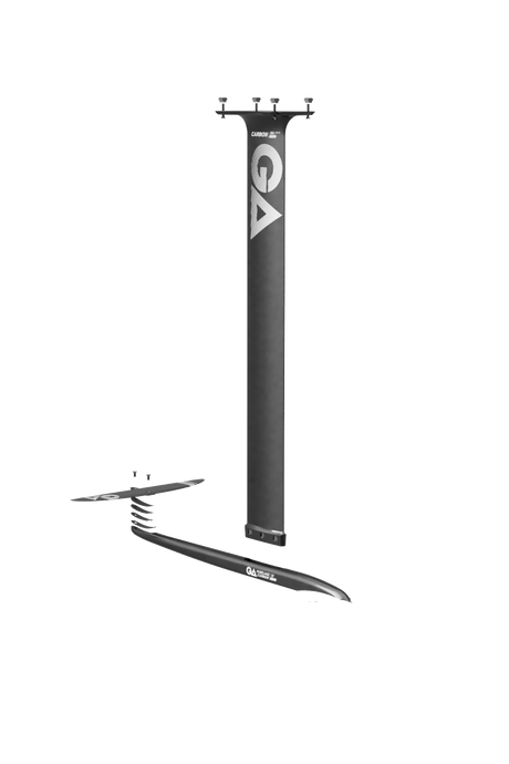 GA Foil CARBON UHM Set 85 Wing Foil 2026 in Schwarz mit Mast, Fuß und Flügel, Frontansicht