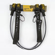 Patrik Harness Line Vario Trapez schwarz-gelb mit Größenangaben und Befestigungsringen, Frontalansicht