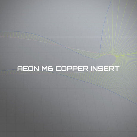 Patrik AEON M6 Copper Insert, Zubehörteil mit geometrischem Design in Blau und Gelb auf grauem Hintergrund