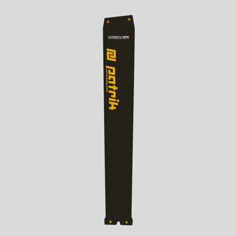 Patrik Foil Mast Carbon schwarzer Mastbaum mit gelbem Logo, Carbonfasermast Frontansicht