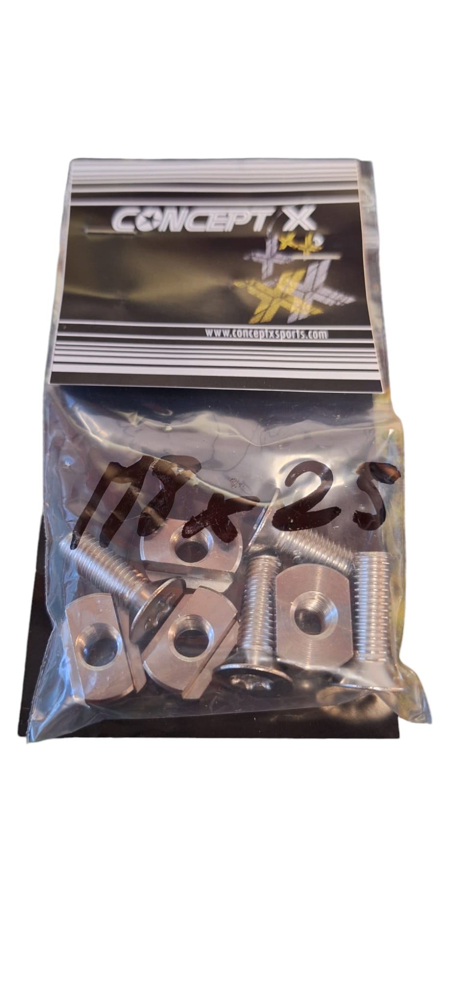 Brass Nut T-nut with 25mm screw, foil, set of 4