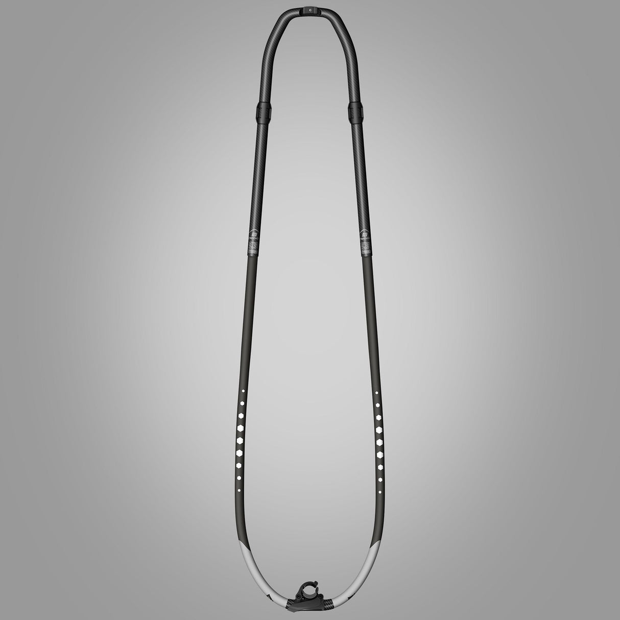 Patrik Carbon XL-Curve Boom schwarzer Windsurfboom aus Carbon mit gebogener Form, Frontansicht