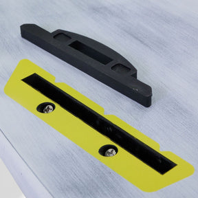 Patrik Fin Box Cover in Schwarz und Neon-Gelb, Kunststoff-Schutzabdeckung mit Befestigungslöchern, Draufsicht