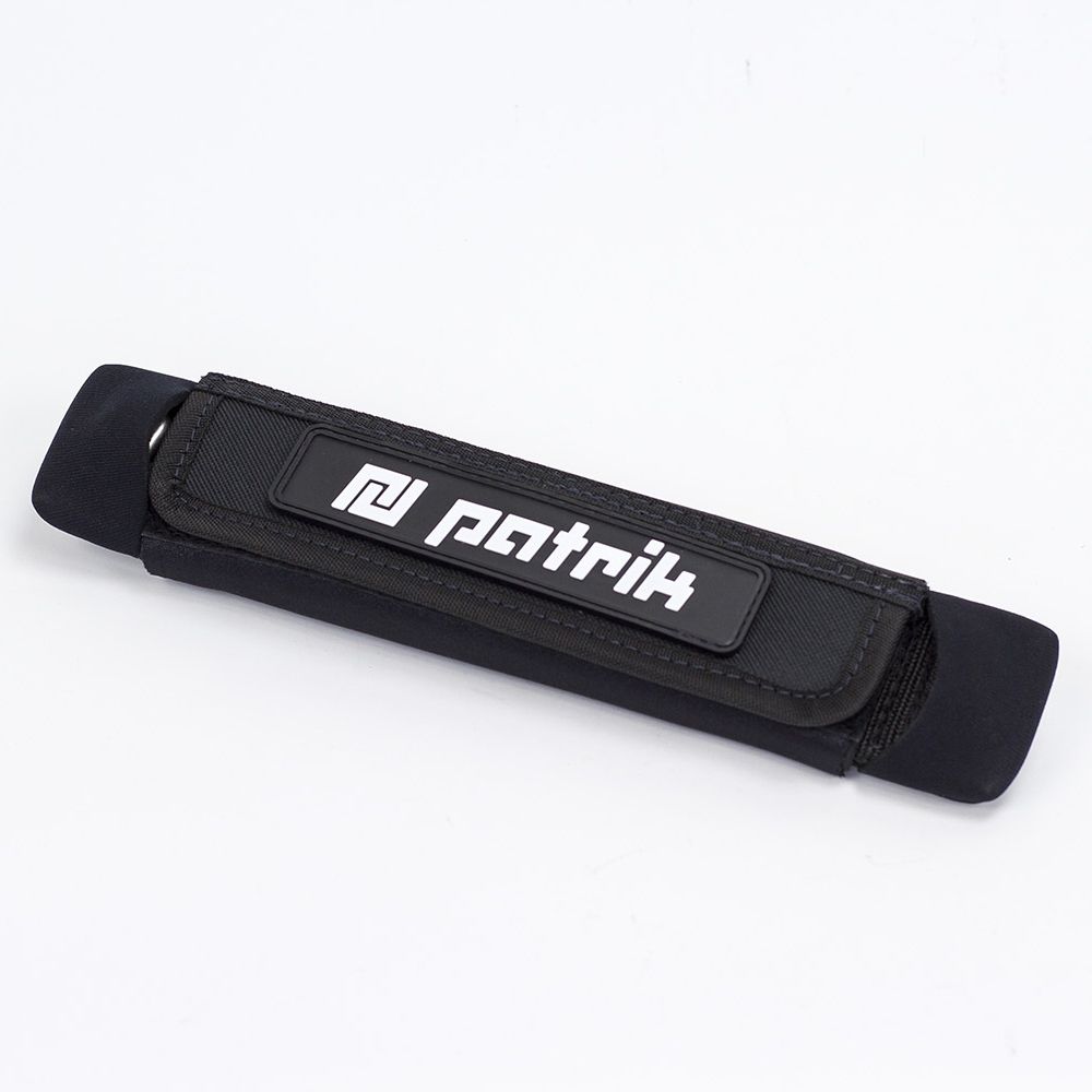 Patrik Footstraps schwarzer Neopren-Fußschlaufen mit Patrik-Logo, Produktansicht von oben