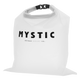 Mystic Wetsuit Dry Bag 2027, weiße Tasche mit schwarzem Verschluss und MYSTIC-Schriftzug, Frontalansicht