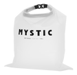 Mystic Wetsuit Dry Bag 2027, weiße Tasche mit schwarzem Verschluss und MYSTIC-Schriftzug, Frontalansicht