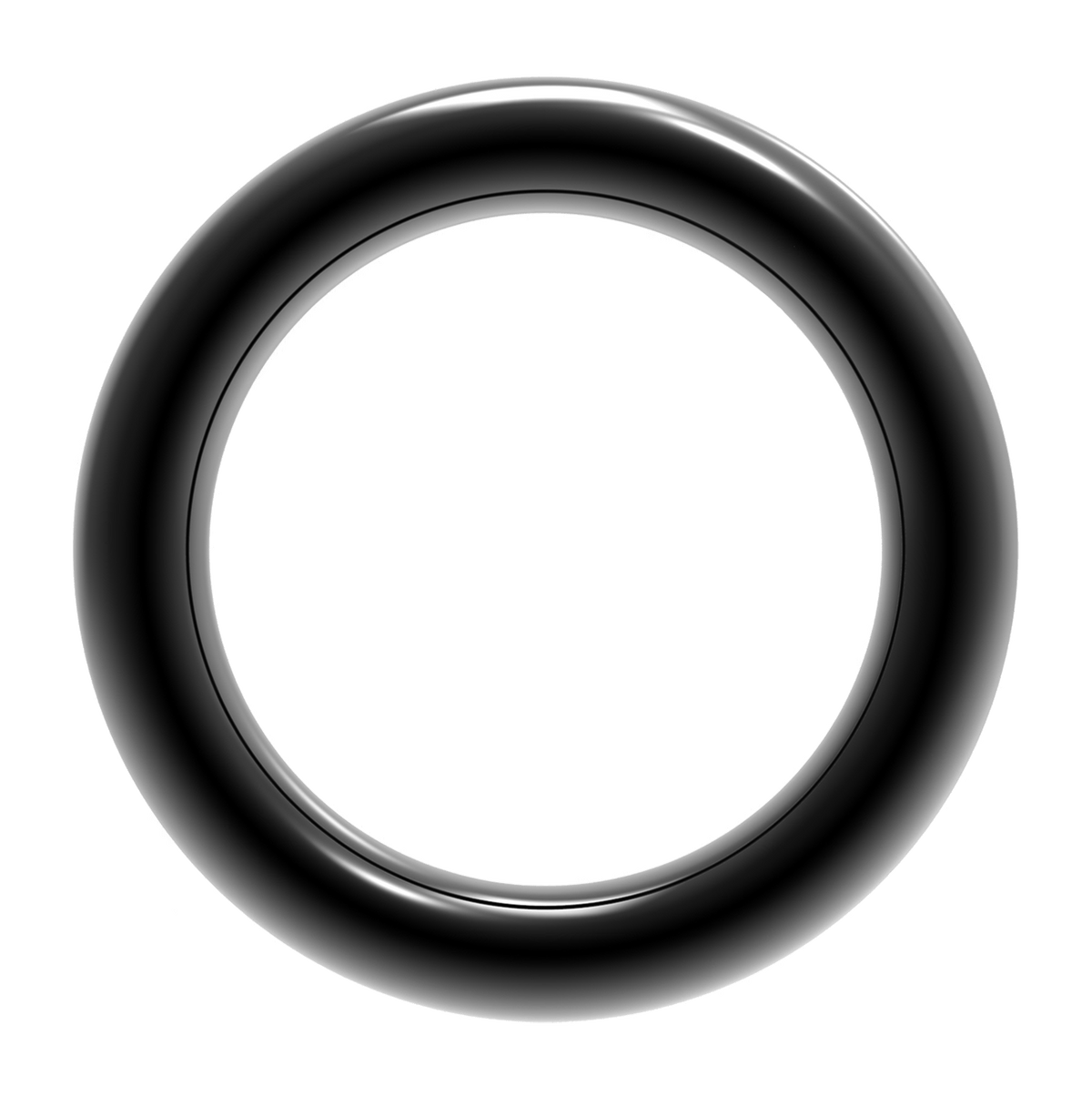 Mystic Surf Ring 2027 schwarzer glänzender Ring aus Metall, Frontansicht auf weißem Hintergrund
