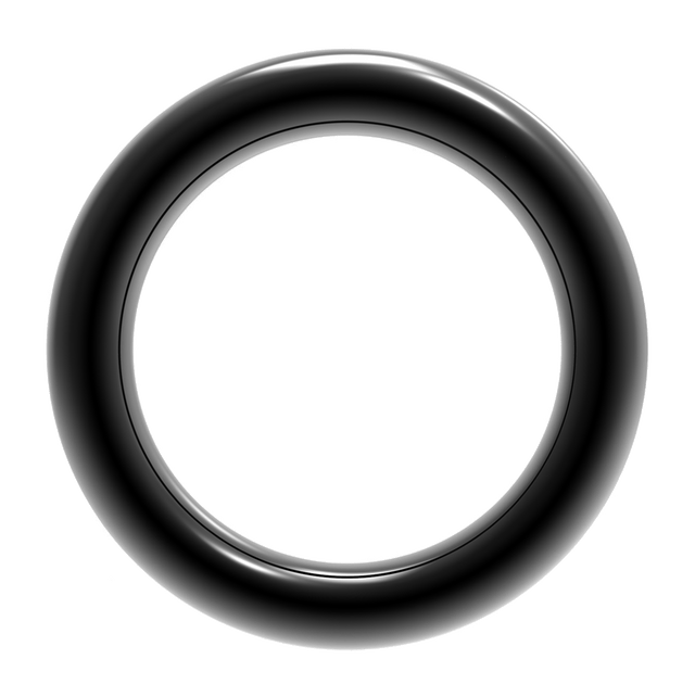 Mystic Surf Ring 2027 schwarzer glänzender Ring aus Metall, Frontansicht auf weißem Hintergrund