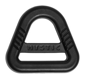 Mystic Adaptive Leash Eye 2.0 2027 schwarzes Verbindungselement aus Kunststoff mit ergonomischem Dreieck-Design und strukturierten Griffflächen, Frontalansicht