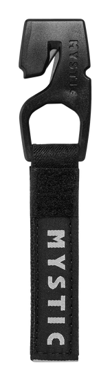 Mystic Safety Knife 2027, schwarzes Sicherheitsmesser aus Kunststoff mit ergonomischem Griff und Karabinerhaken, Vorderansicht