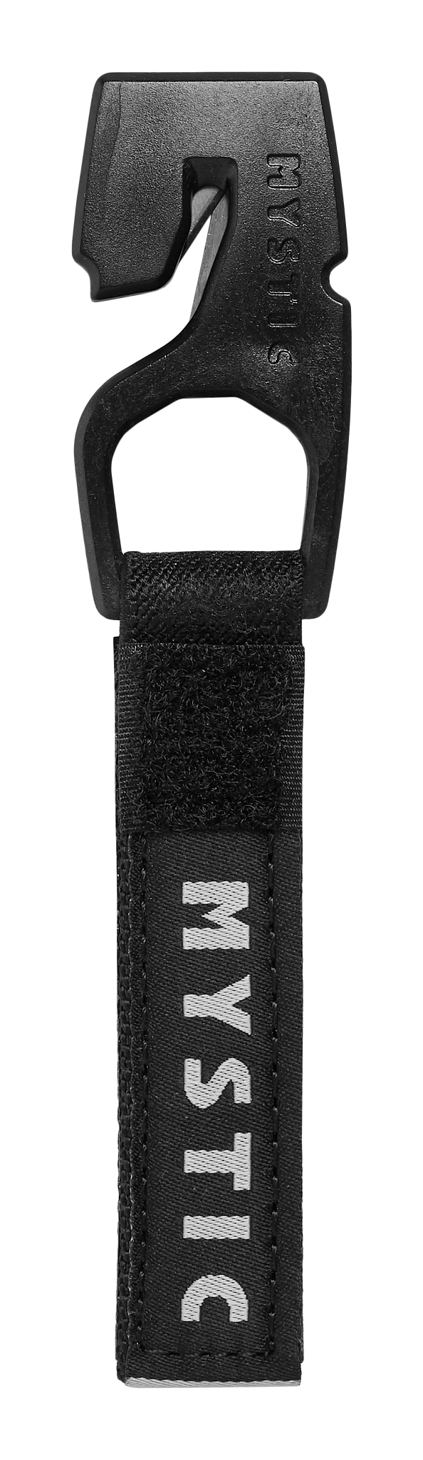Mystic Safety Knife 2027, schwarzes Sicherheitsmesser aus Kunststoff mit ergonomischem Griff und Karabinerhaken, Vorderansicht
