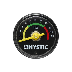 Mystic Spare Pump Gauge 2027, rundes Druckmessgerät mit schwarzem Gehäuse, farbigem PSI-Ziffernblatt und gelber Nadel