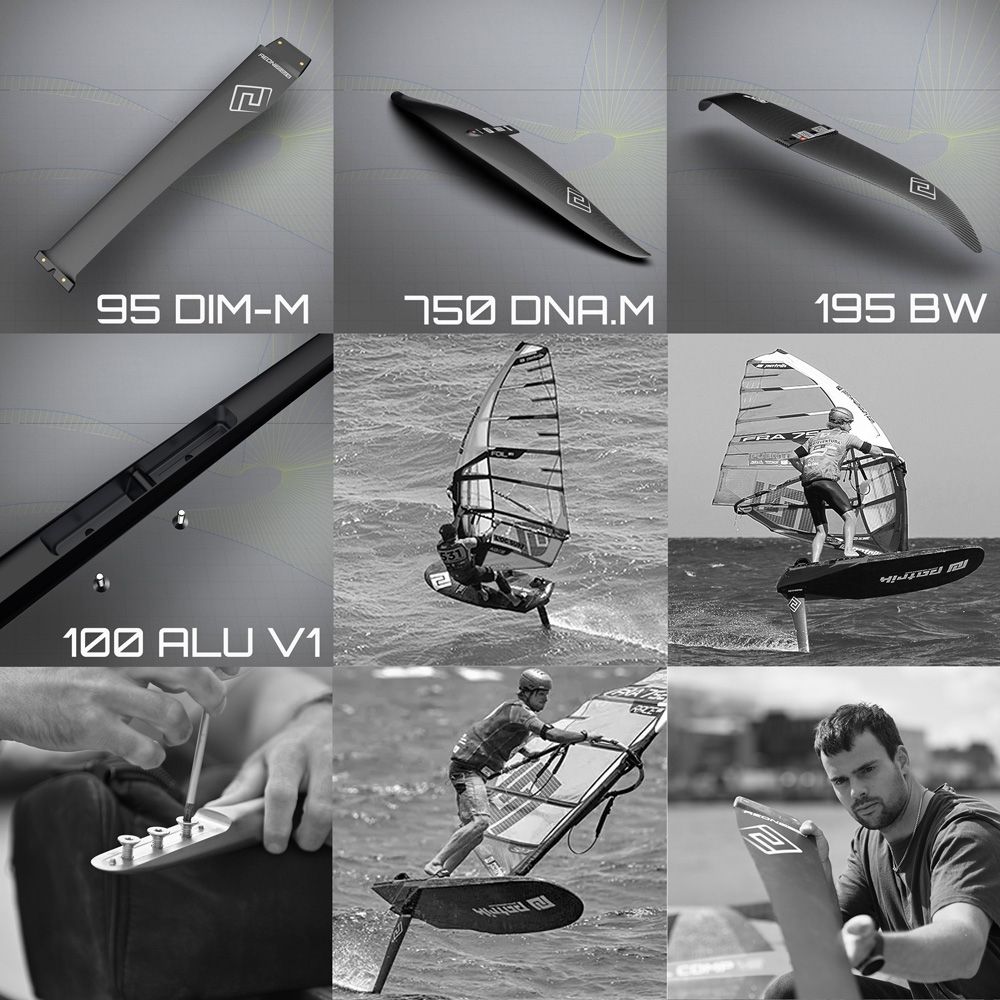 Patrik AEON Windsurf Set mit Mast, Baum, Segel und Board in verschiedenen Größen und Ansichten