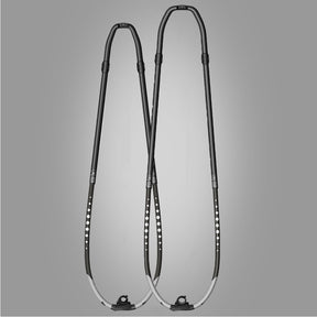 Patrik Carbon XL-Curve Boom, schwarze Carbongerte mit geschwungener Form, Frontalansicht zweier Booms nebeneinander